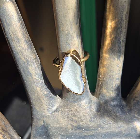 Topaz baby blue drutzy geode 18k gold sz8 - Picture 3 of 6